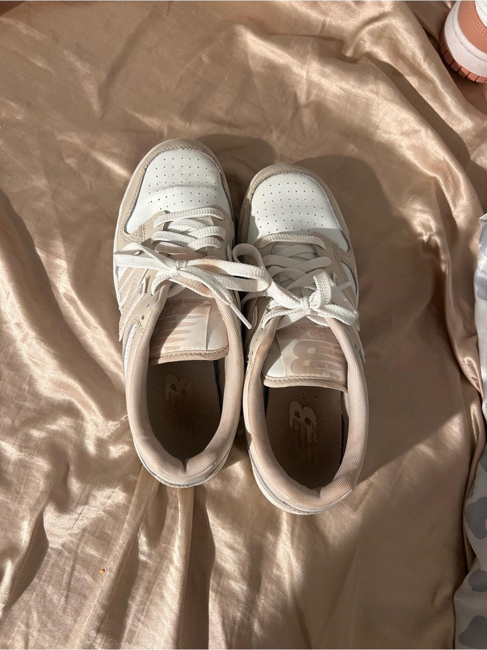 New Balance Women’s Beige and White Sneakers
